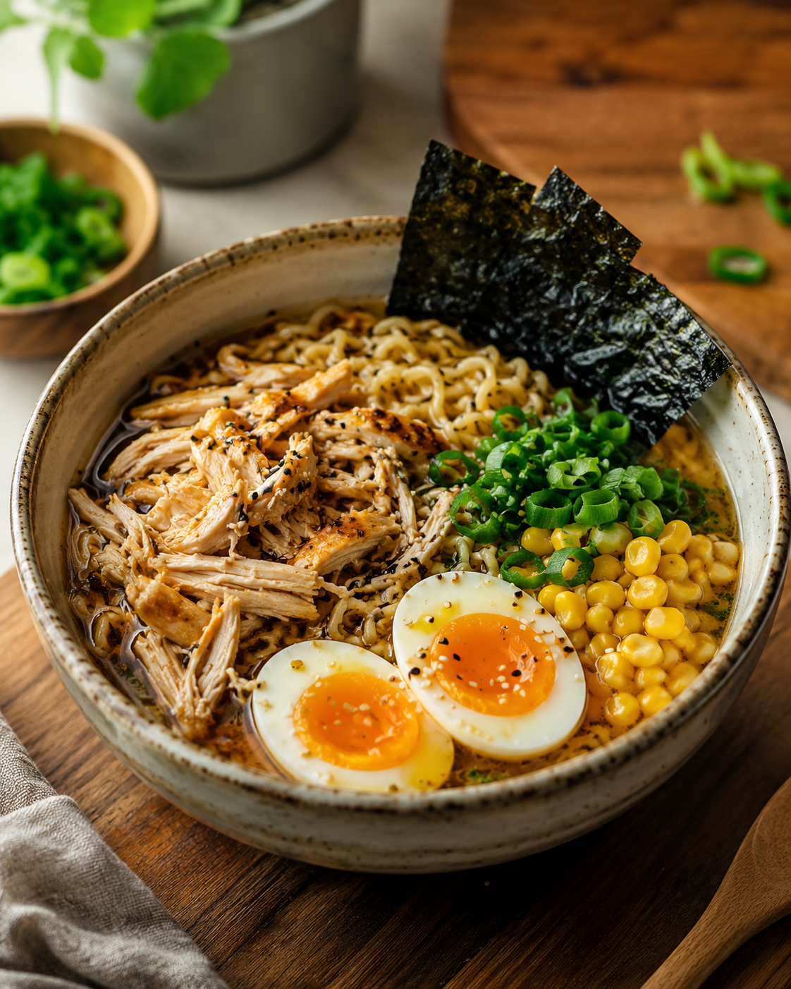 Beautiful bowl of homemade ramen noodles inspired by Naruto anime